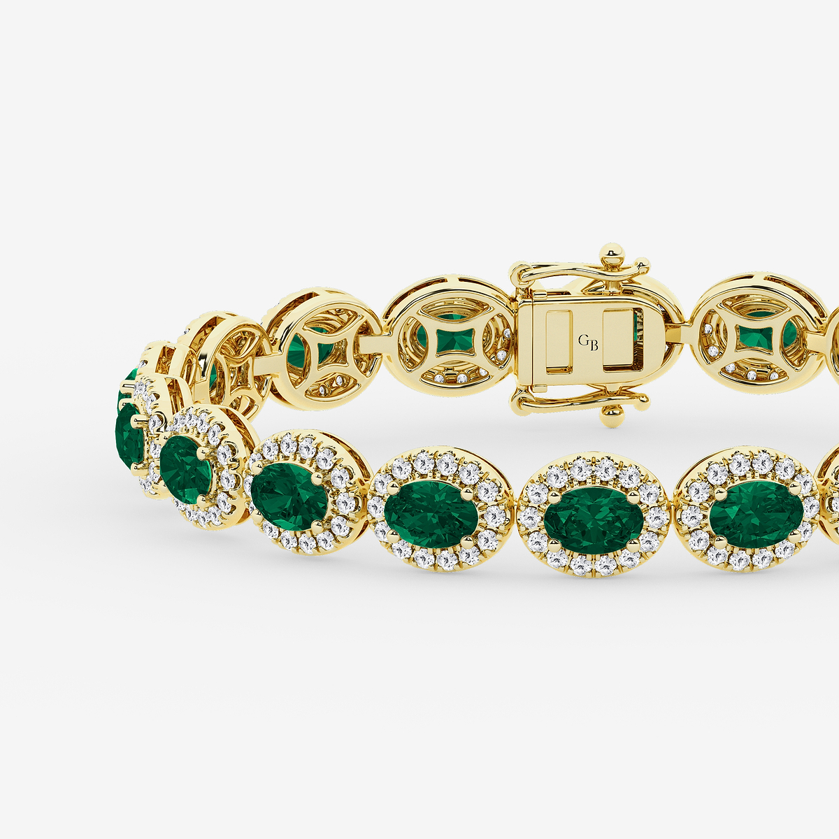 Additional Image 1 for  8 1/2 Oval Cut Created Emerald and Round Lab Grown Diamond Bracelet - 7 Inches